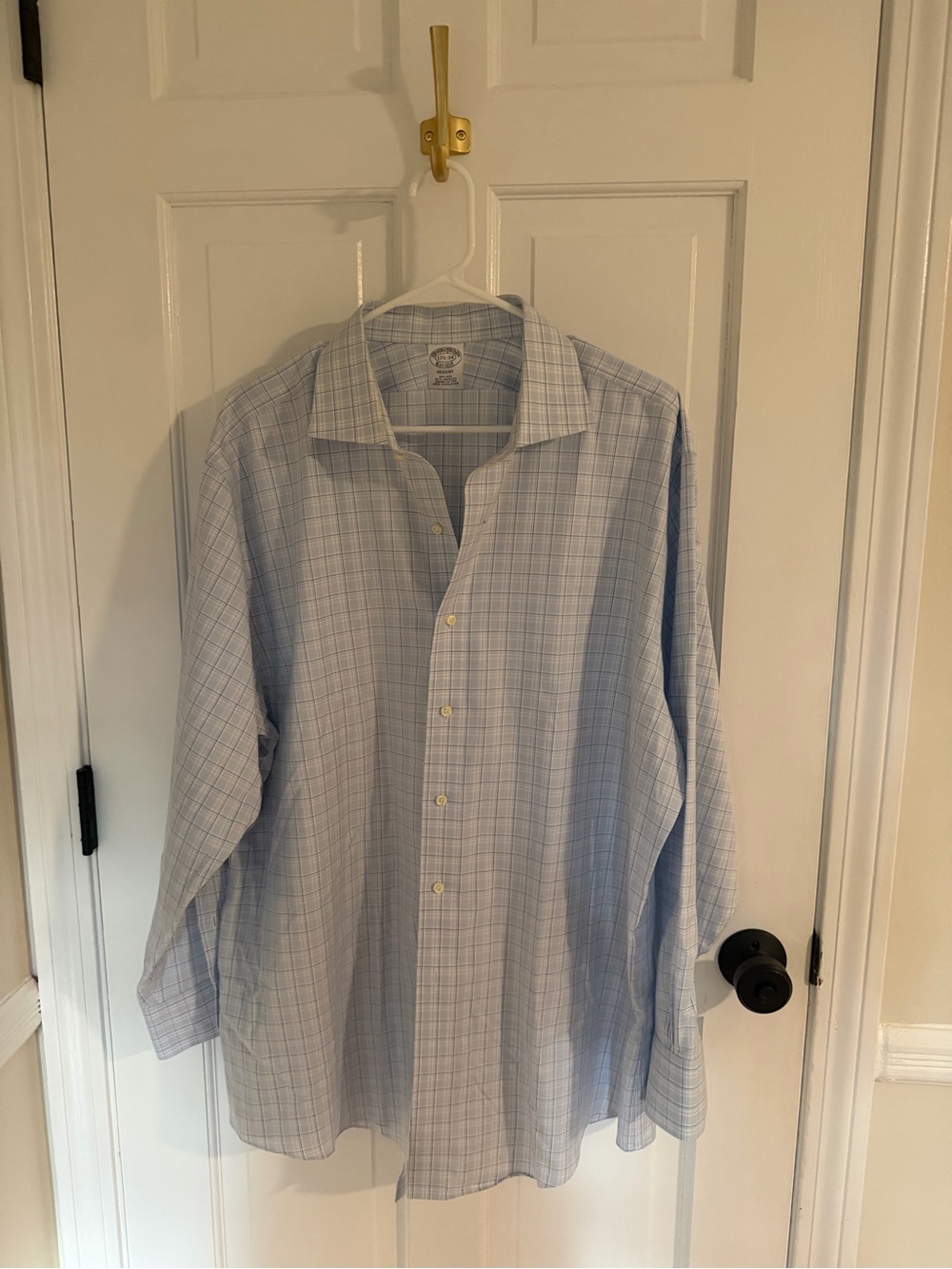 Brooks Brothers Classic Men's Light Blue Check Dress Shirt